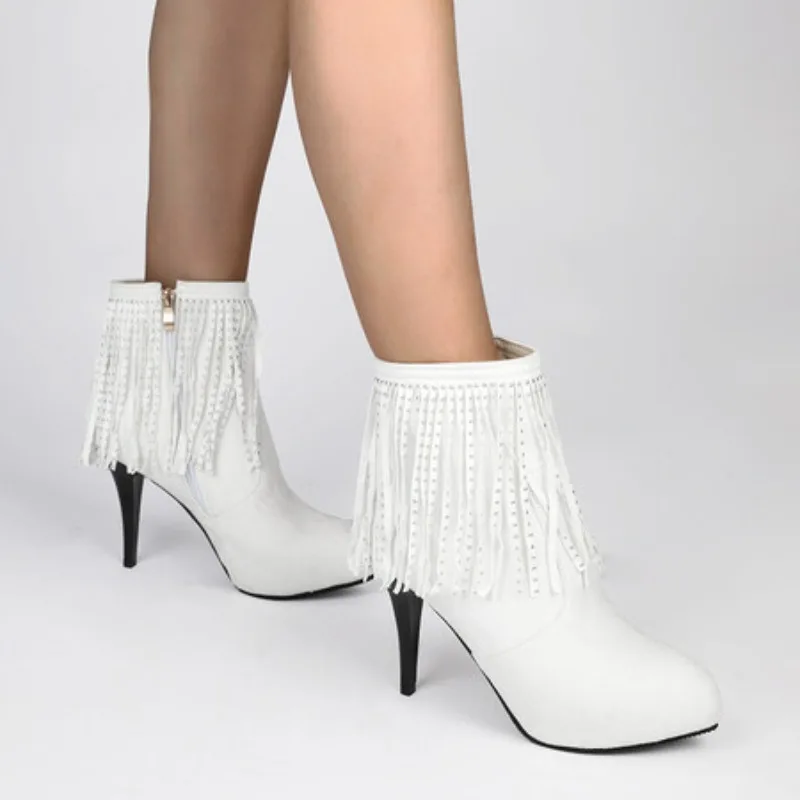 خريف رائجة البيع للموسم أحذية نسائية قصيرة تفاصيل شرابة كعب نحيف مقاس كبير 40-50 مقاس صغير 32 33 أحذية عالية في الركبة قطن #4