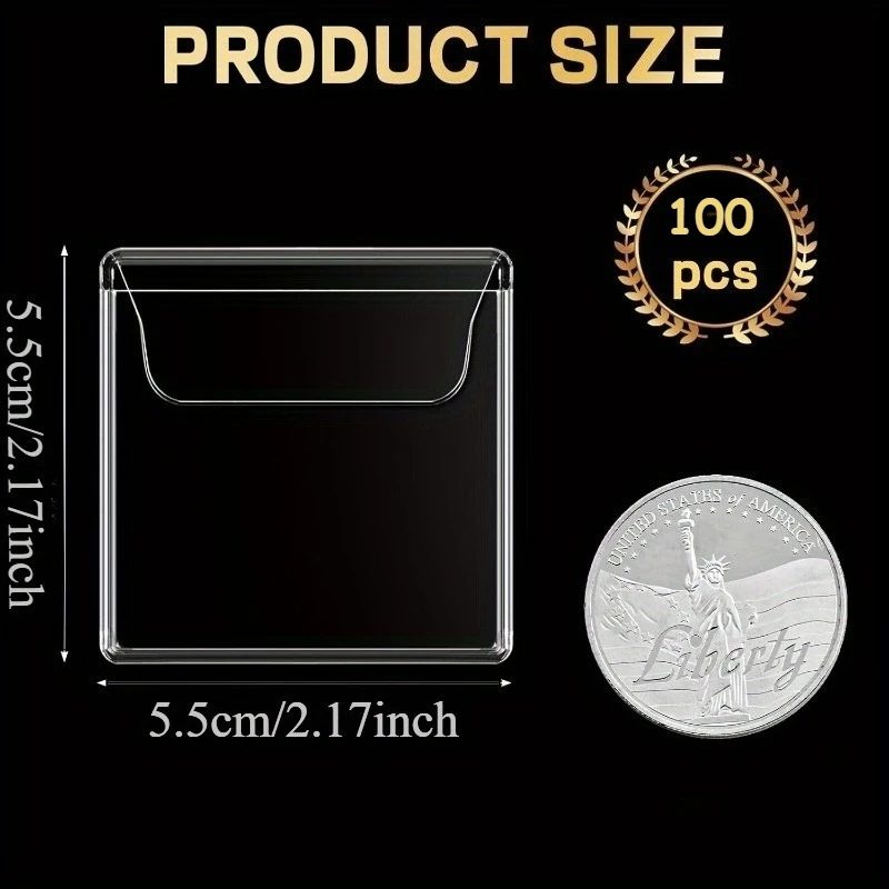 200pcs Single-Pocket Coin Holders High Transparent PVC Coin Storage Bags Individual Coins Protector Small Bag Packaging Reusable