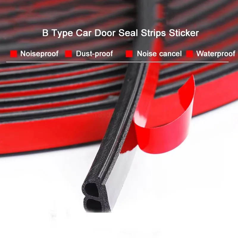 

5M/10M Car Door Seal B Shape Rubber Seals Car Door Protector Anti-scratch Decoration Automobiles Exterior Accessories