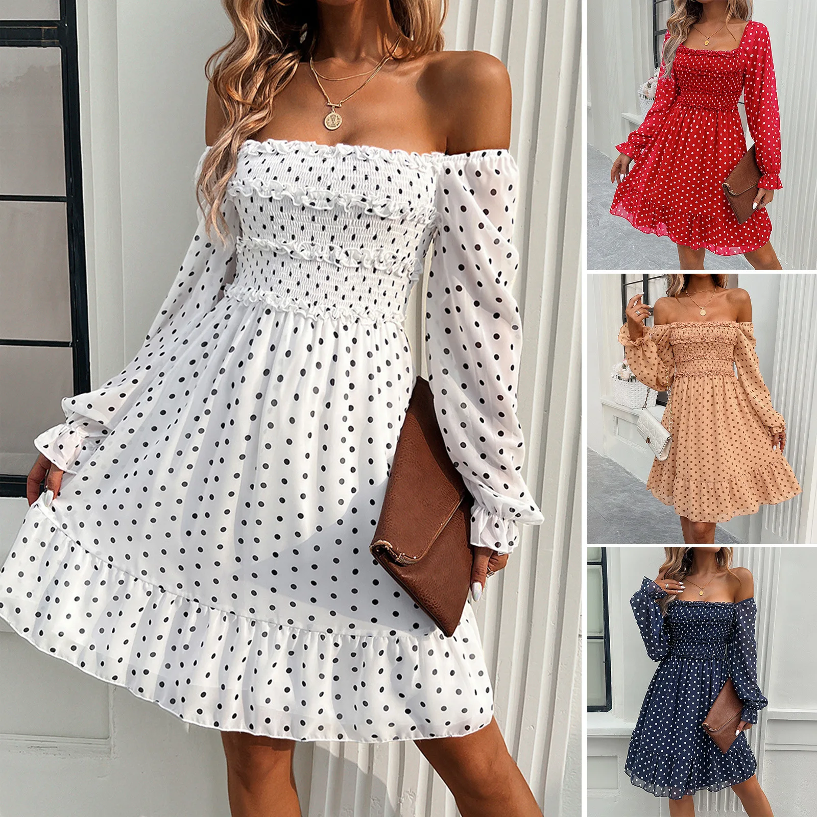 

Diyun European And American Cross-border Dress Amazon 2024 Spring And Summer Foreign Trade Temperament Casual Polka Dot Dress