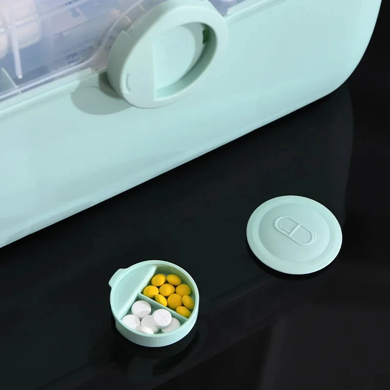 Large Capacity Medicine Storage Box 3-layer Folding Plastic Medicine Box Transparent Dust Cover Medicine Storage Family Portable