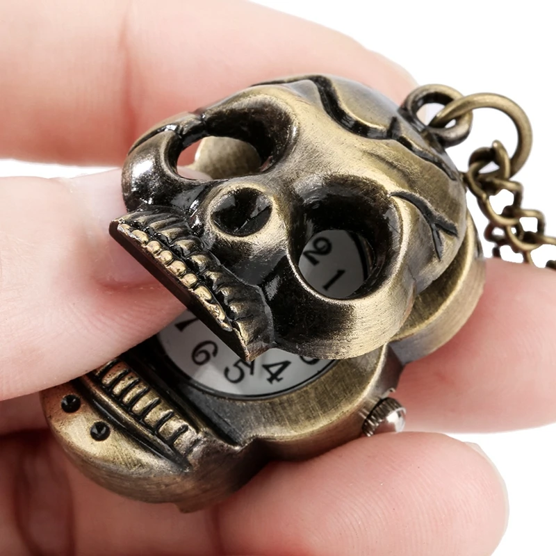 Small Size Punk Steampunk Pocket Watch Vintage Streetwear Necklace Chain Clock Quartz Little Cute Pendant Chain for Boys Girls