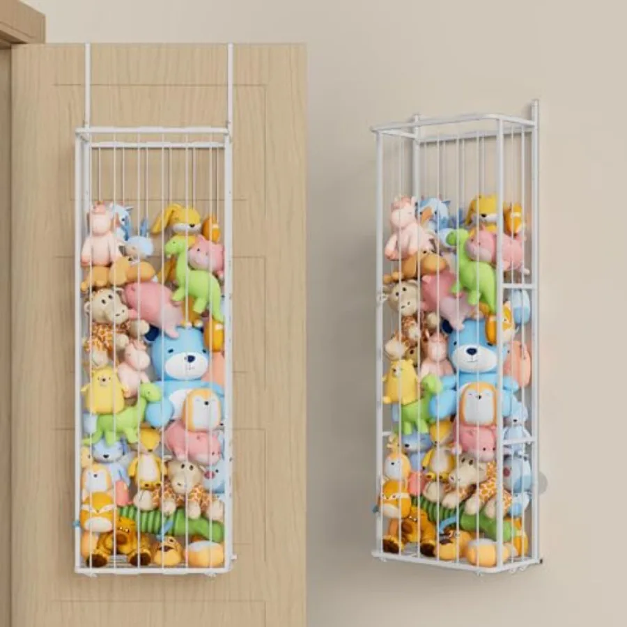 

Hanging Stuffed Animal Storage - Over Door Large Plush Toy Organizer Wall Mounted or Corner Stuffie Storage for Nursery Doll an