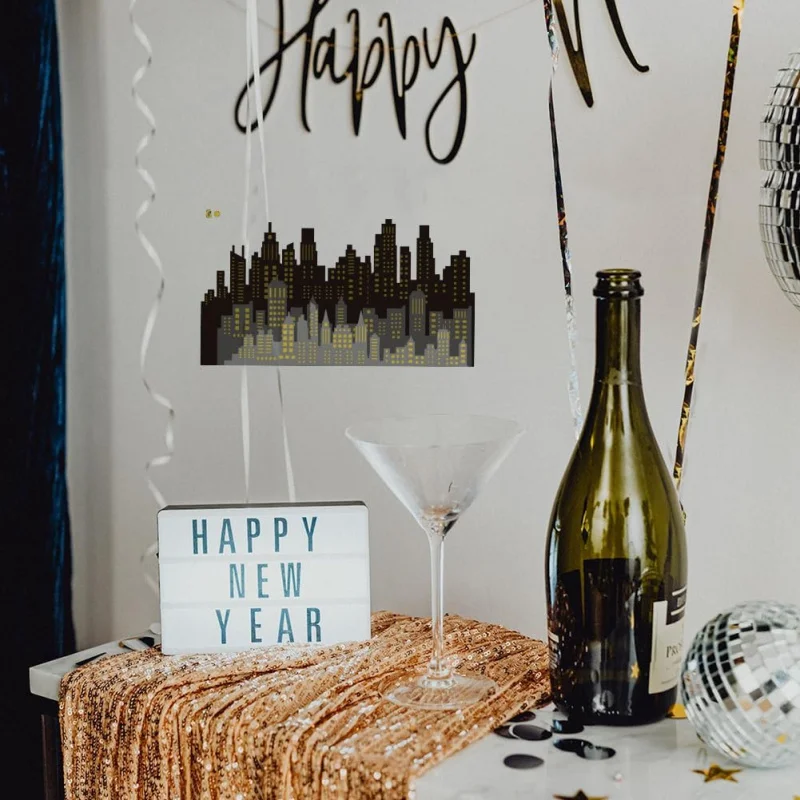 Estêncil de horizonte da cidade em camadas, 6 peças, 11,7x8,3 polegadas, modelo de padrão de edifícios reutilizáveis, madeira, parede, tecido e móveis