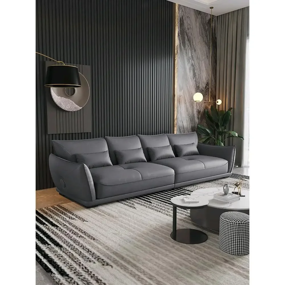 

Gemini Italian style, simple leather sofa light luxury high-end