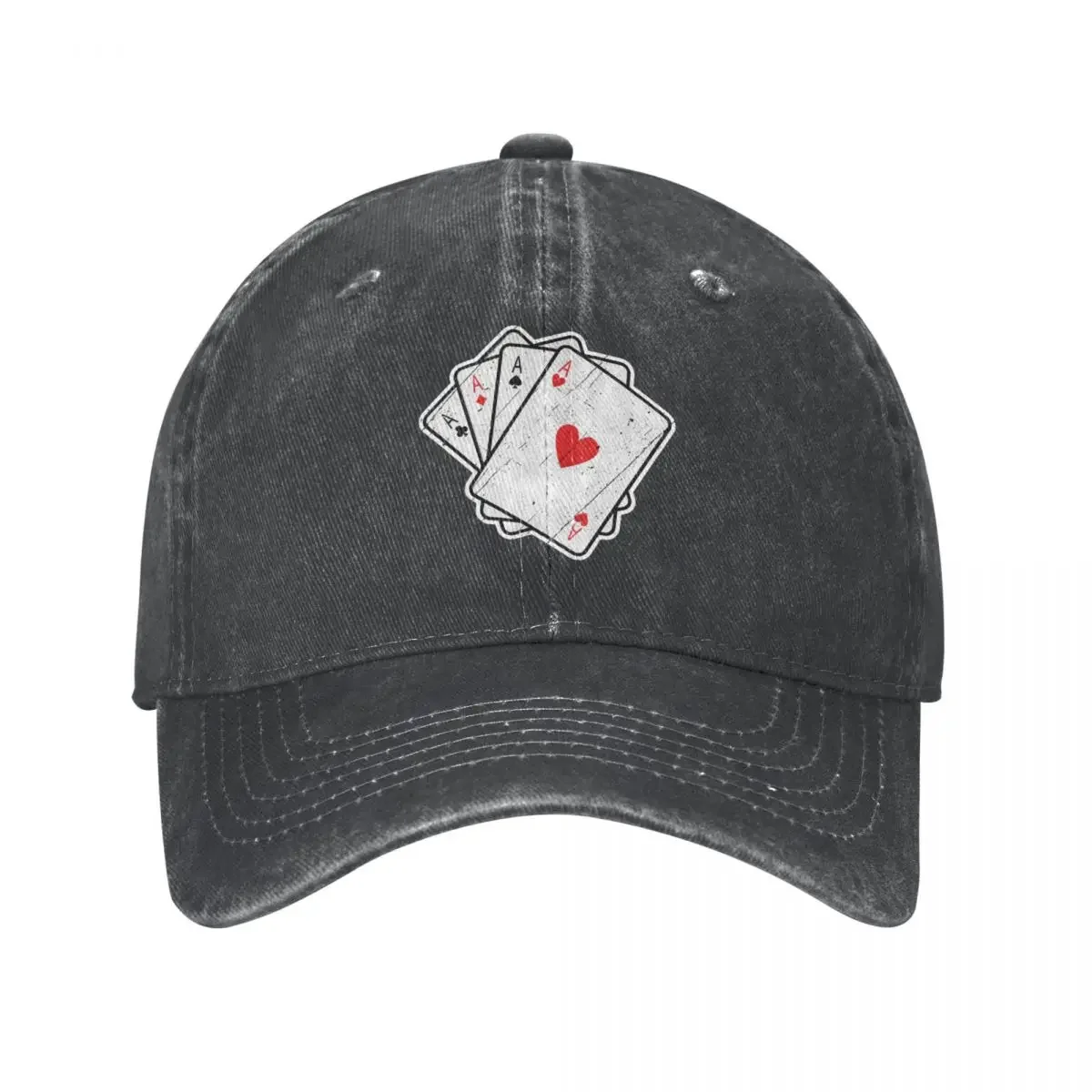 Quad Aces Baseball Cap All 4 Lucky Ace Cards Outdoor Sport Sun-Proof Washed Trucker Hat Women Fitted Design Washed Baseball Caps