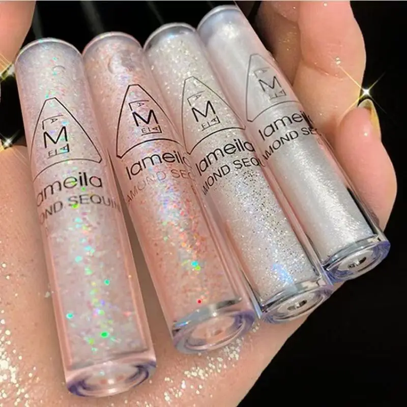 1 unidade de sombra líquida com glitter de secagem rápida e acabamento brilhante e de longa duração para aparência de festival negrito, disponível em 4 cores.