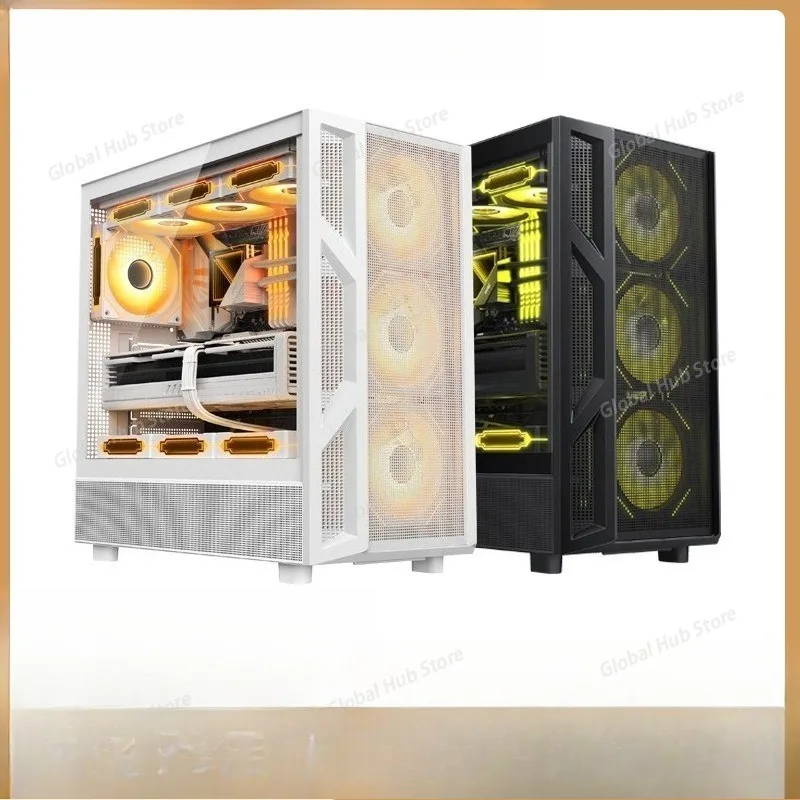 360 Mesh Thickened Computer Case, Desktop Glass Side Through for E-ATX Gaming Case