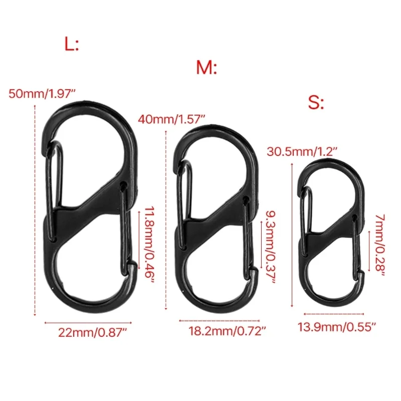 10 Pcs S Shaped Carabiner Metal Double Hooks Carabiner Keychain Small Spring Clips for Camping Fishing Traveling