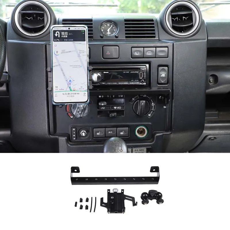 

Aluminum Center Console Mobile Phone Holder GPS Holder For Land Rover Defender 90 110 2004-2018 Car Accessories