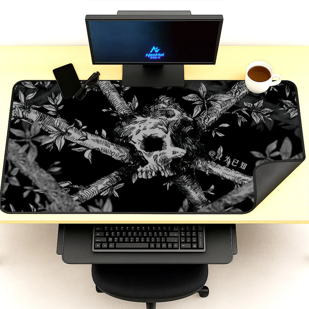 

Computer Full Desk Mat Desktop Accessories Giant Mouse Pads 120x60 Black Mousepad Gaming Large Skull Custom Non-slip Office Mat