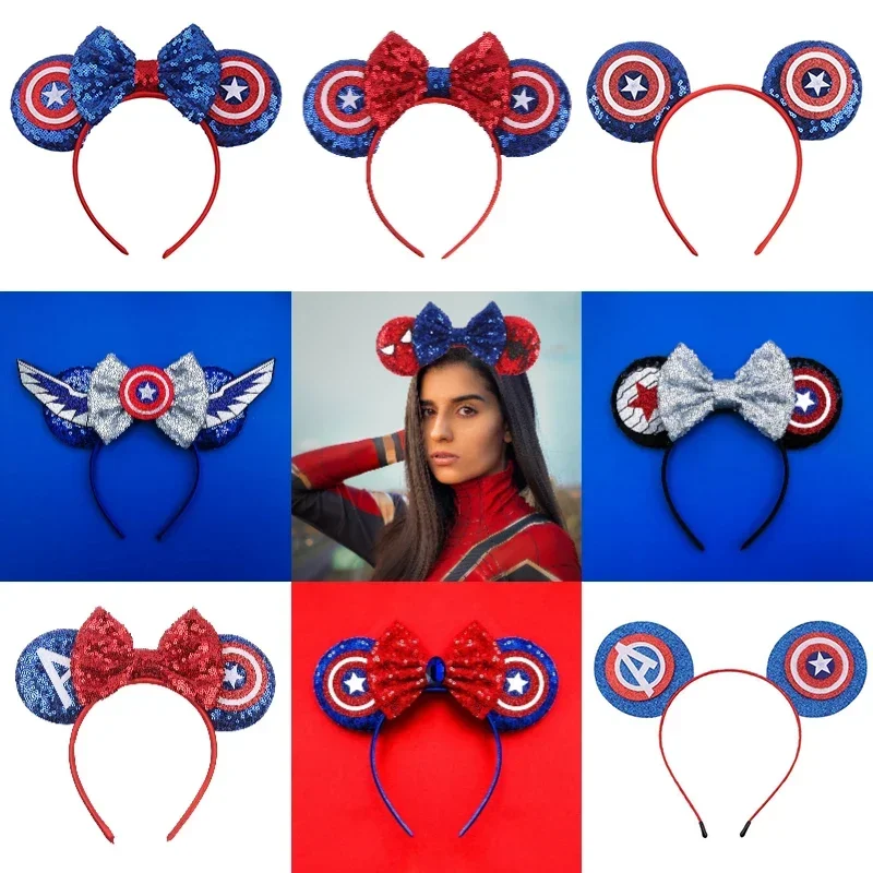 Marvel Scarlet Witch Headbands for Women Disney Mickey Mouse Ears Hair Accessories Kid Cosplay Avengers Wanda Hairband Girl Gift