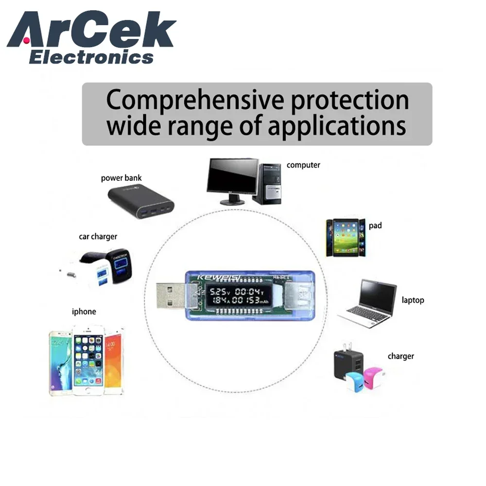 KWS-V20 Voltage Meters Voltmeter Current Voltage Capacity Battery Tester Power Bank Phone Adapter USB Volt Current Doctor