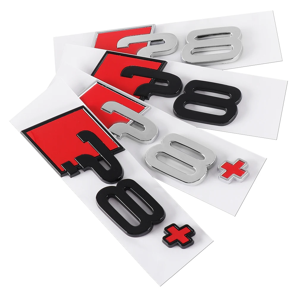 For Audi Sline TT RS A6 Auto Tail Badge Replacement Decal 3D ABS Chrome Glossy Black Car Trunk Letters Numbers Emblem Valve Cap