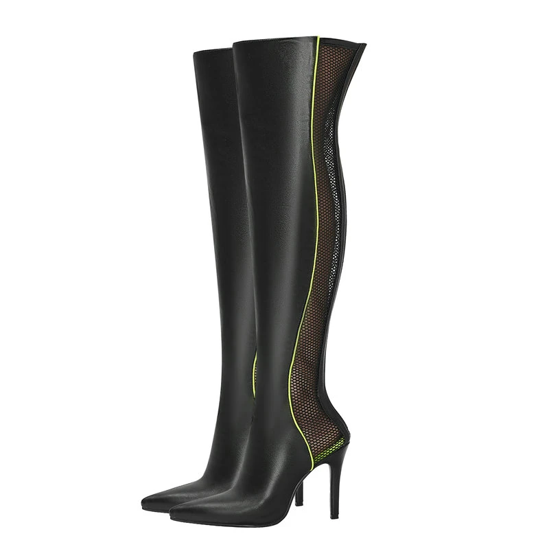 

2024 Women Shoes Pointed Toe Over The Knee High Boots Thin High Heels Stretch Long Boots Large Size 34-43