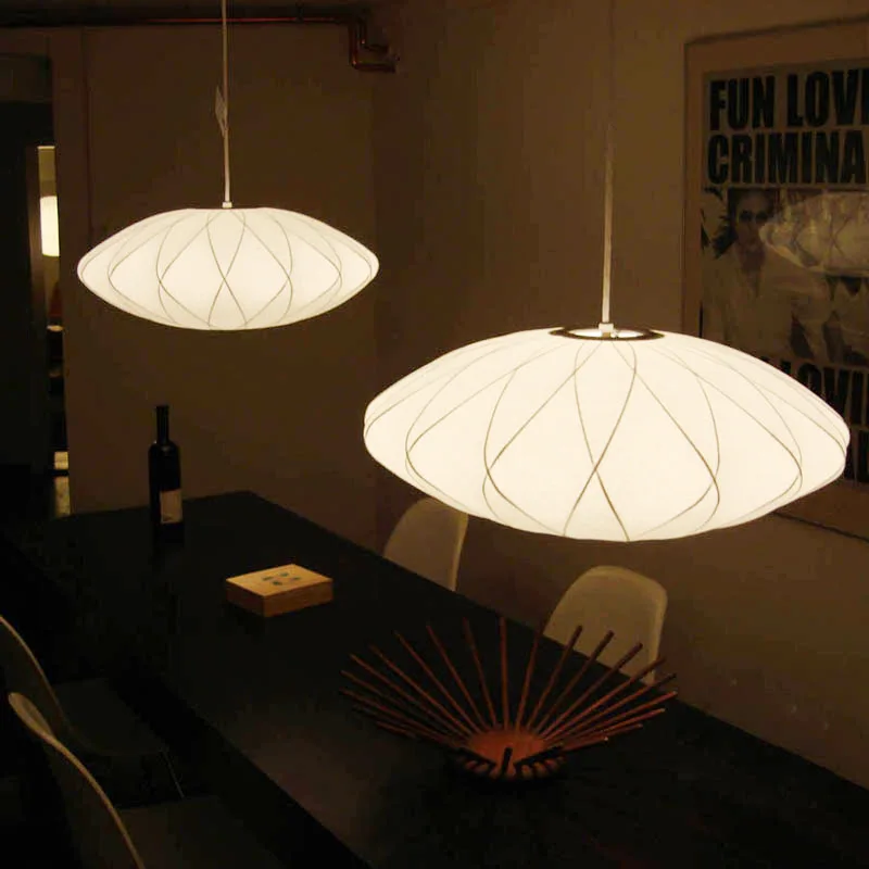 Lámpara colgante LED moderna, candelabro de seda nórdico Wabi Sabi para comedor, sala de estar, Loft y dormitorio