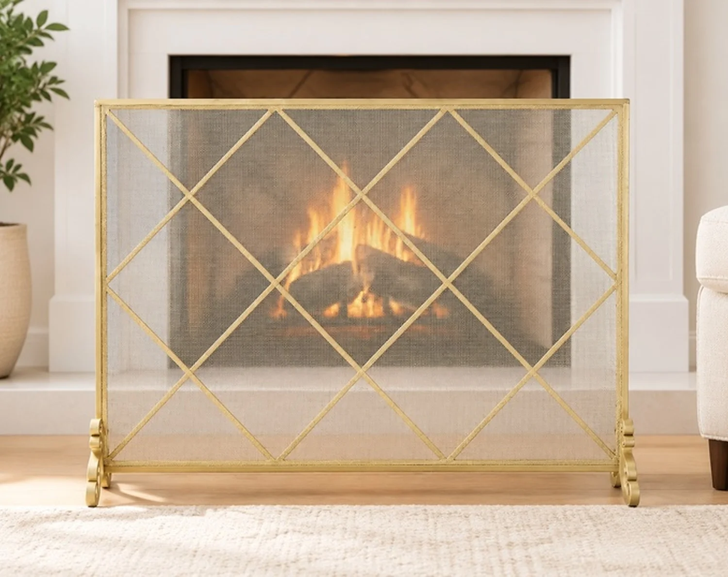 Christopher Knight Home Howell Single Panel Iron Fireplace Screen, Gold