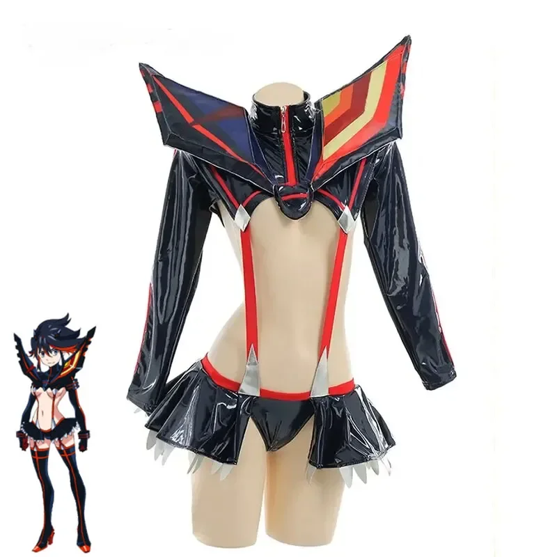 

Game KILL la KILL Matoi Ryuuko Cosplay Costume Wigs Women Sexy Leather Bodysuit Socks Skirt Uniform Halloween Carnival Clothes