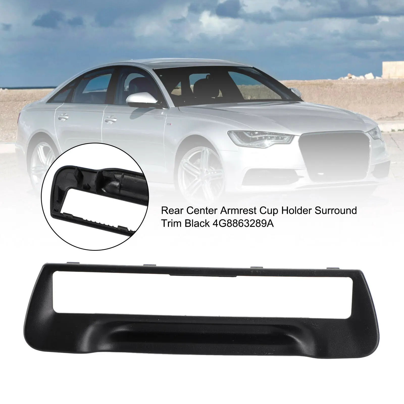 Imagem -03 - Conjunto de Guarnição do Suporte do Copo do Braço Traseiro Surround Preto para Audi a6 a7 2011 a 2023 8p0885995b 6ps 4g8863289a 4pk