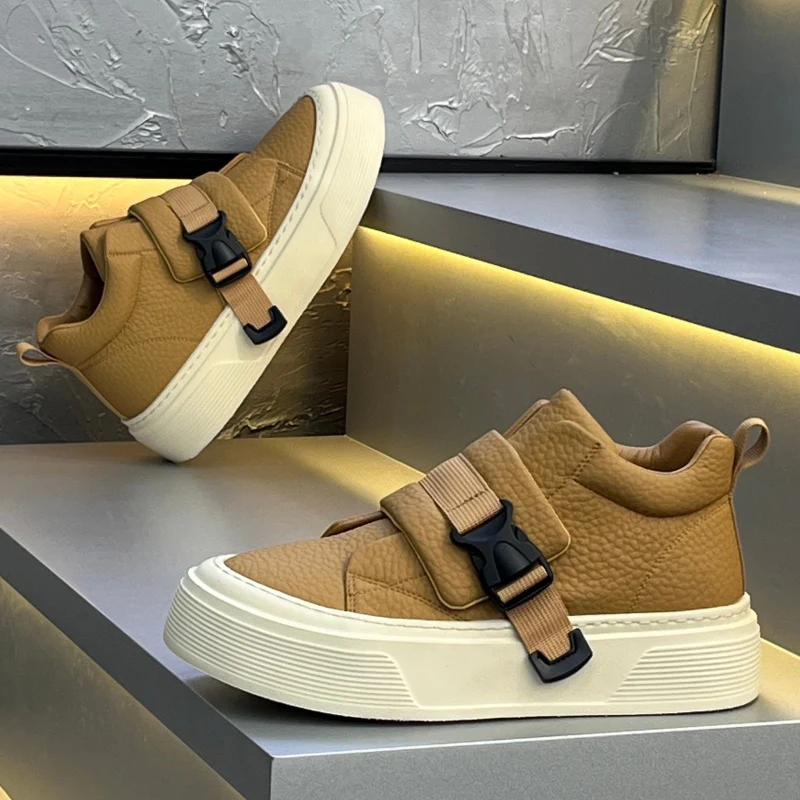 Sneakers Casual Men Original Designer Easy Matching Board Shoes Fashion Leather Breathable Height Increased Platform Sport Shoes