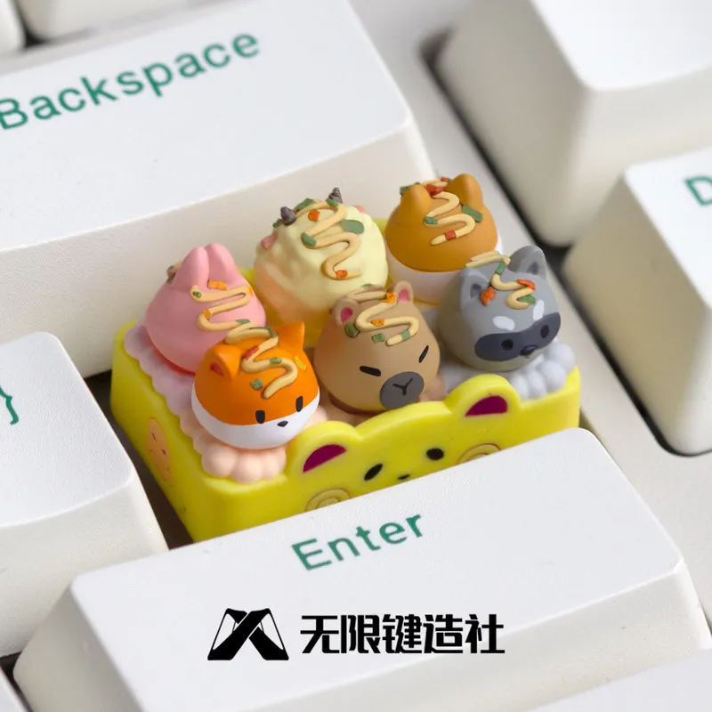 Octopus Meatball Gourmet Series Personalized Keycaps Single Cute Resin Mechanical Keycaps DIY Keycaps 1.5U