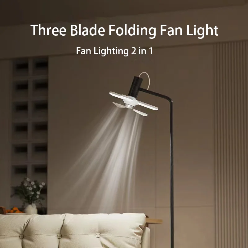 Modern Smart Remote Control Ceiling Fan with Light Low Noise Foldable E27 Fan Light