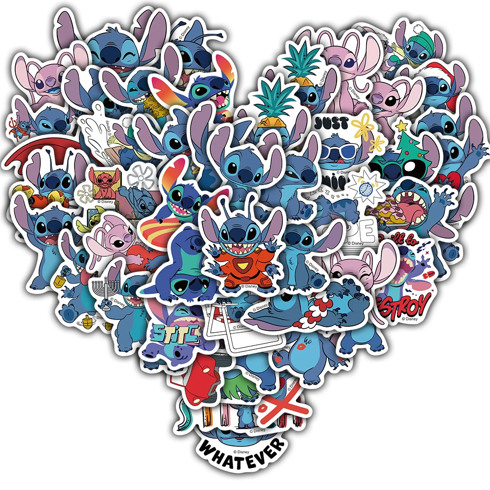 50PCS Disney Lilo&Stitch Sticker Nostalgia Cartoon Motorcycle Art Scrapbooking Phone Laptop Bicycle Motorcycle Retro Sticker