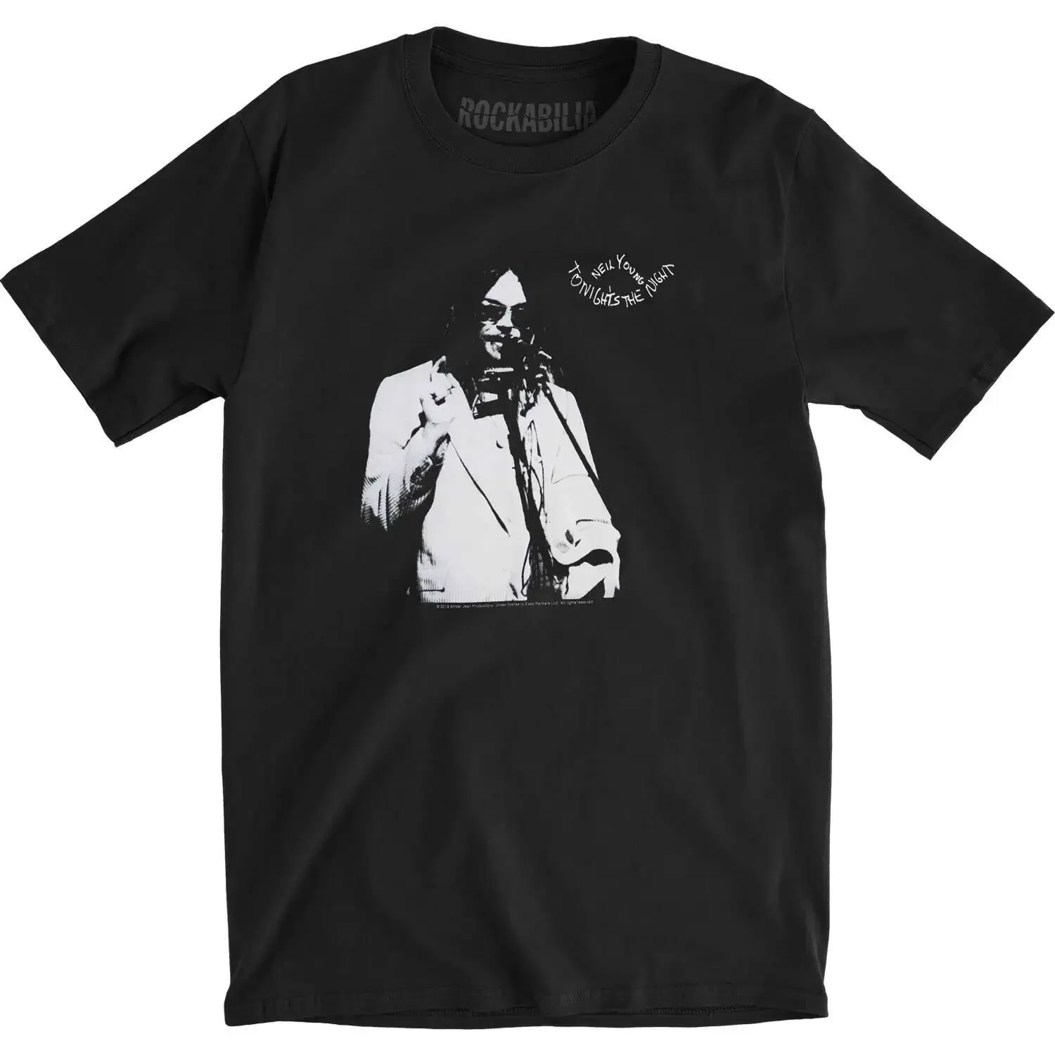 Men'S Neil Young Tonight'S The Night Organic Slim Fit T Shirt Small Black