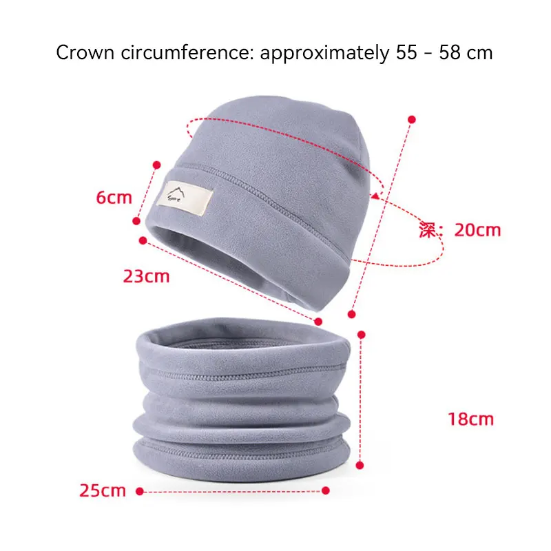2Pcs Set Kid Hat Windproof Polar Fleece Winter Hat Thermal Head Hat Scarf Set Face Cover Cycling Skiing Hooded Neck Warmer