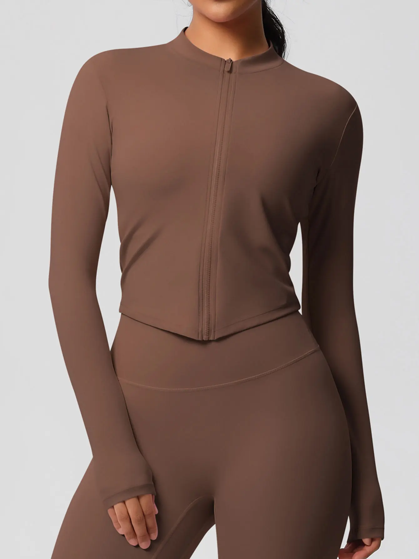 

Женская минималистичная приталенная куртка с круглым вырезом и длинными рукавами, базовая осенняя верхняя одежда с отдельной молнией