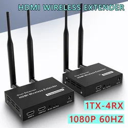 Wireless HDMI Transmitter Receiver Extender 1 TX-4 RX 200m 5.8GHz 1080P Audio Video Extender Kit with IR HDMI Loop-Out For TV