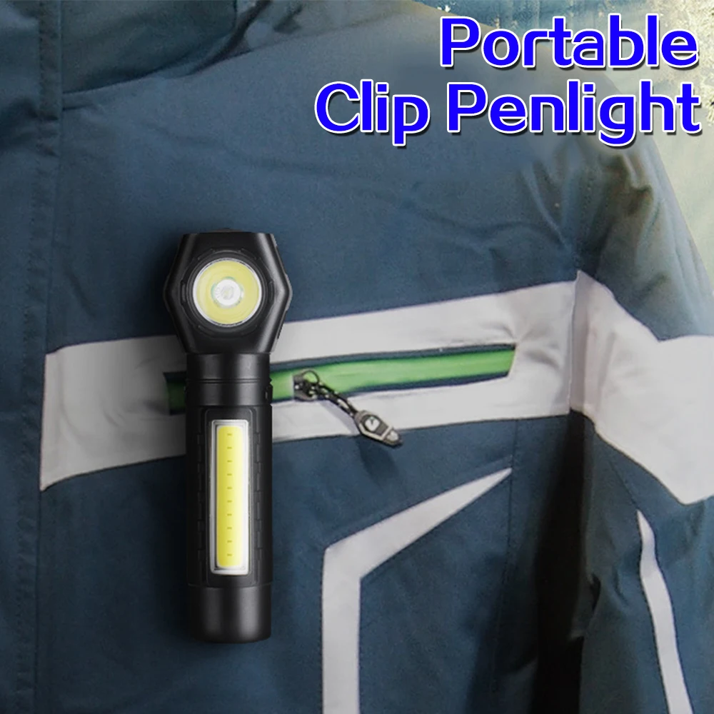 COB LED Flashlight Rechargeable 3 Lighting Modes Flashlights Magnetic Work Light Waterproof Torch Can be Used as Headlamp