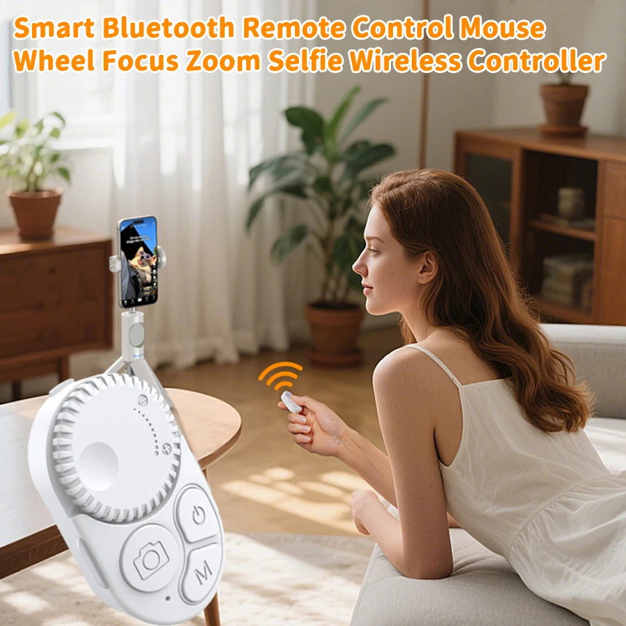 Smart Wheel Focus Zoom Selfie Wireless Controller Bluetooth Remote Control Mouse Tiktok Video Novel Page Turner For CellPhone