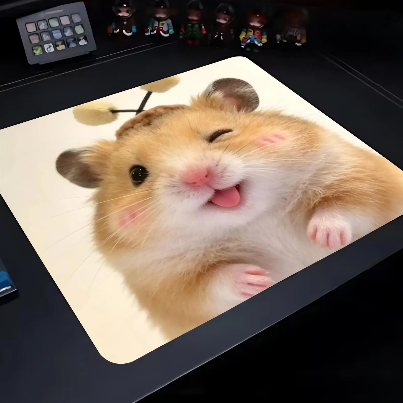 Cute Working Hamster Mouse Pad Small Non-Slip Mouse Pad for Gaming Office PC Laptop