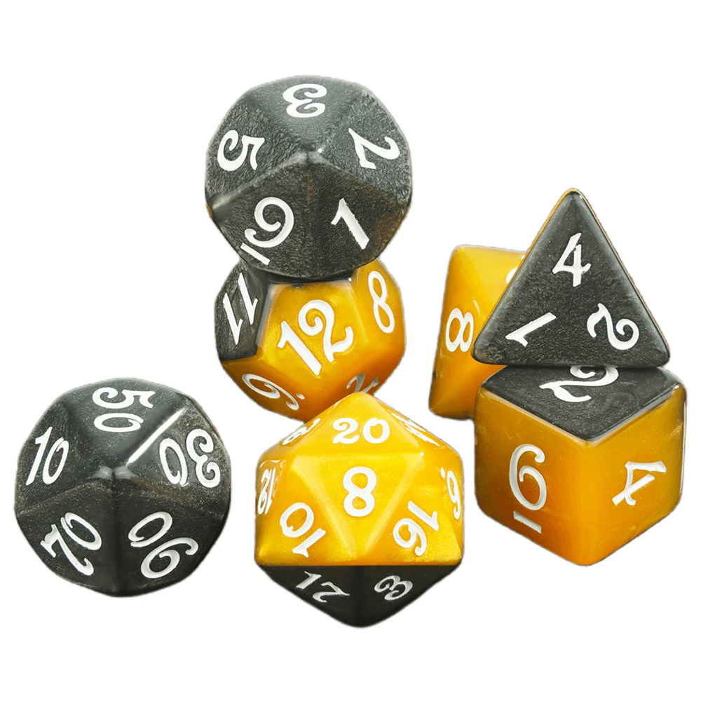 Polyhedral Dice Set for Role Playing Games, Double Color Dice for DND Board Game, 7-Piece Dice Set