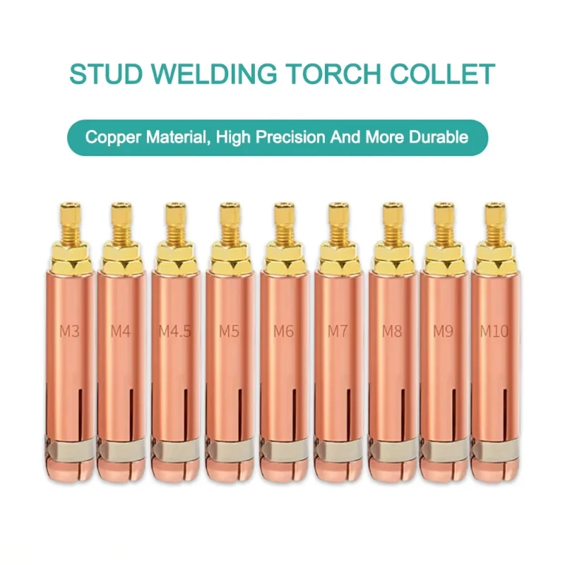 10pcs Stud Welding Collet Chuck M3 M4 M6 M8 M10 for Capacitor Discharge Stud Welder, Stud Pin Welding Contact Tips, Copper Alloy