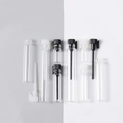 Wholsale 100-500PCs 0.5/1/2/3ml Perfume Test Tube Transparent Glass Bottle Essential Oil Drop Stick PP Stopper Mini Vials Sample