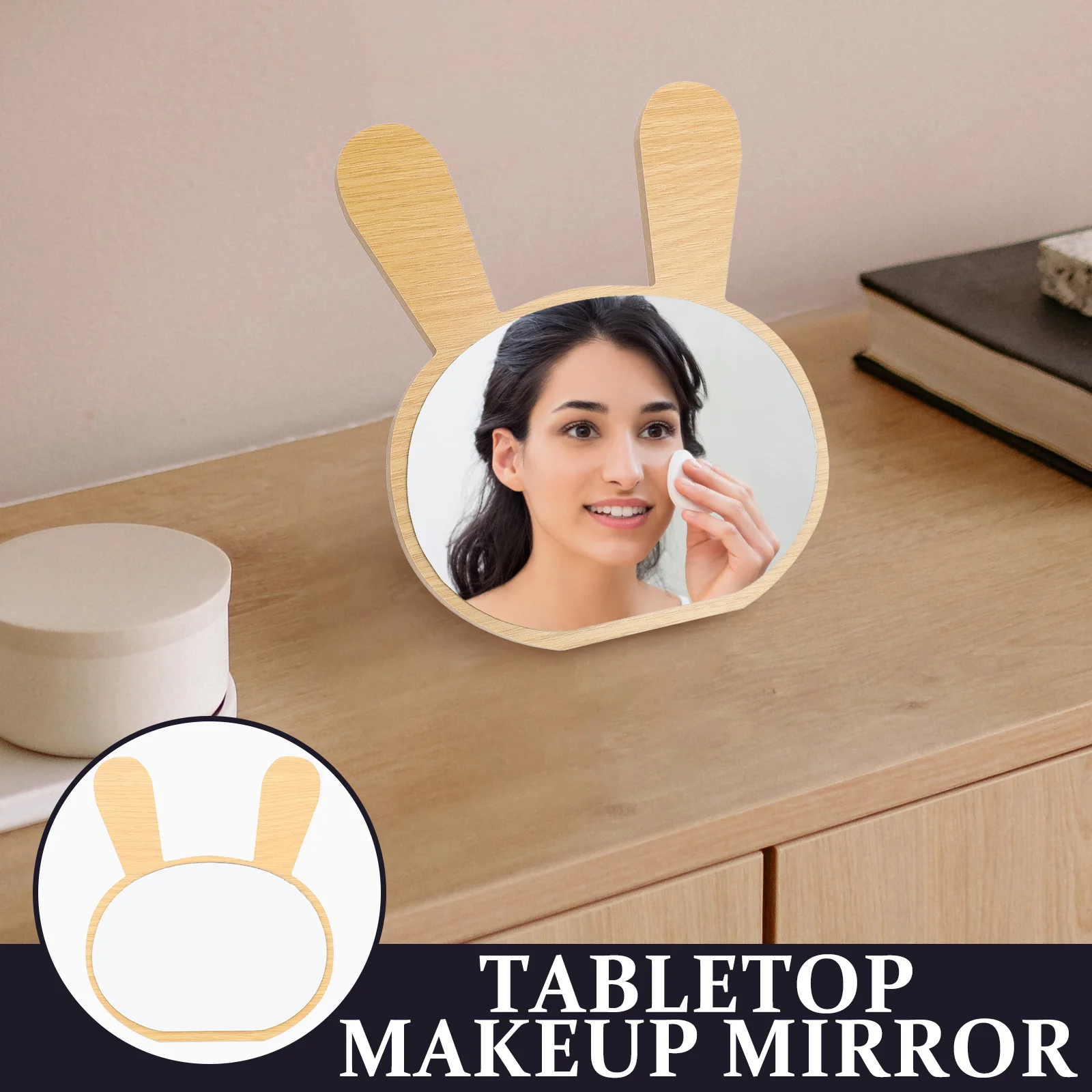 

Premium Wooden Makeup Mirror Desktop Mirror Detachable Design Stable Base Clear Glass For Bedroom Vanity Decorative Use