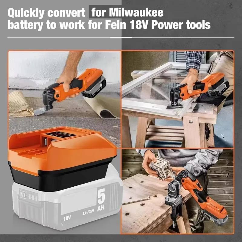 

DM20FIN Battery Adapter Replacement for Dewalt/Milwaukee 18V Li-ion Battery Converter to for Fein 18V Cordless Power Tools Drill