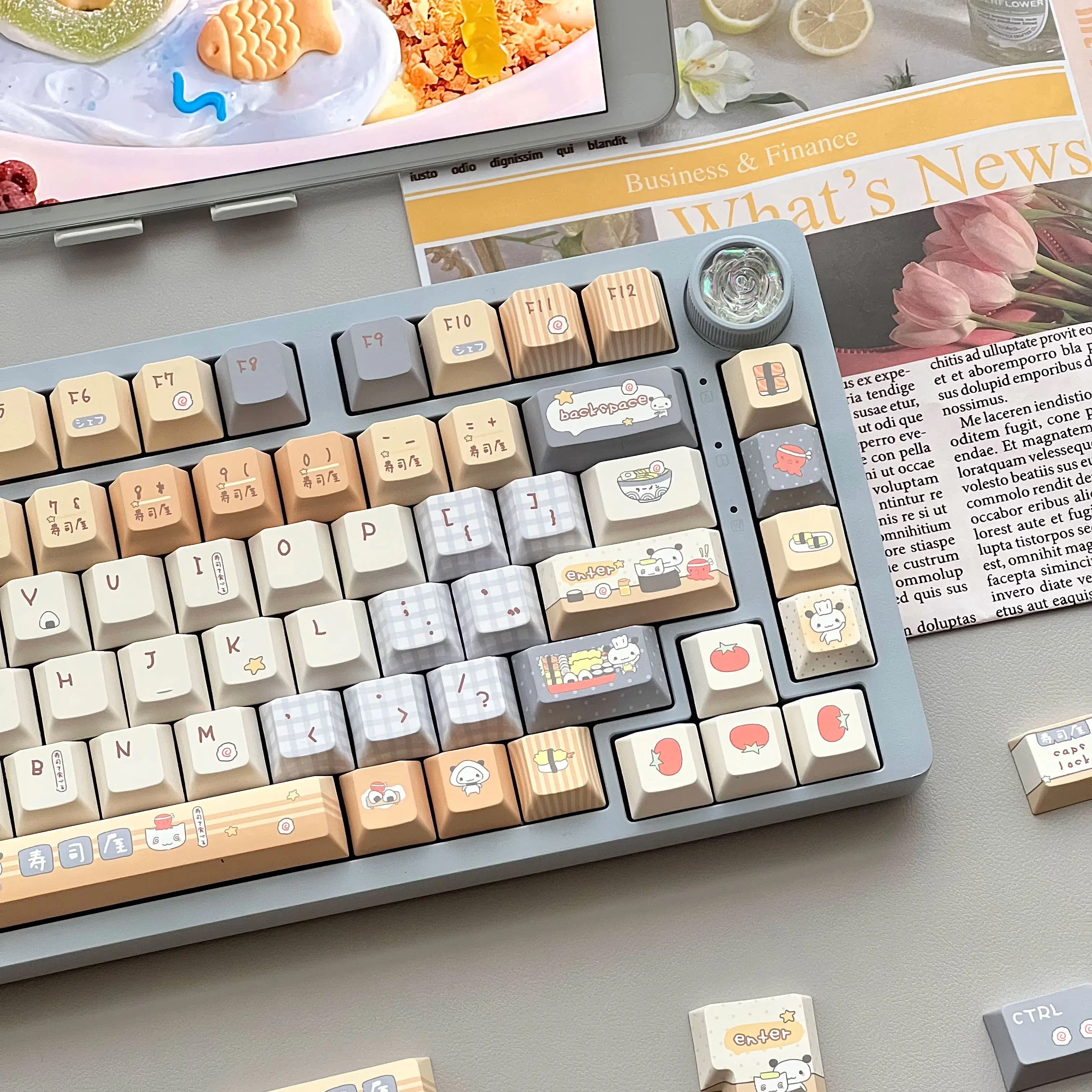 MAIMOOO Sushi Shop Keycap MOA Cherry Profile PBT Thermal Sublimation Custom Cute Panda Cat Keycaps for Mechanical Keyboard