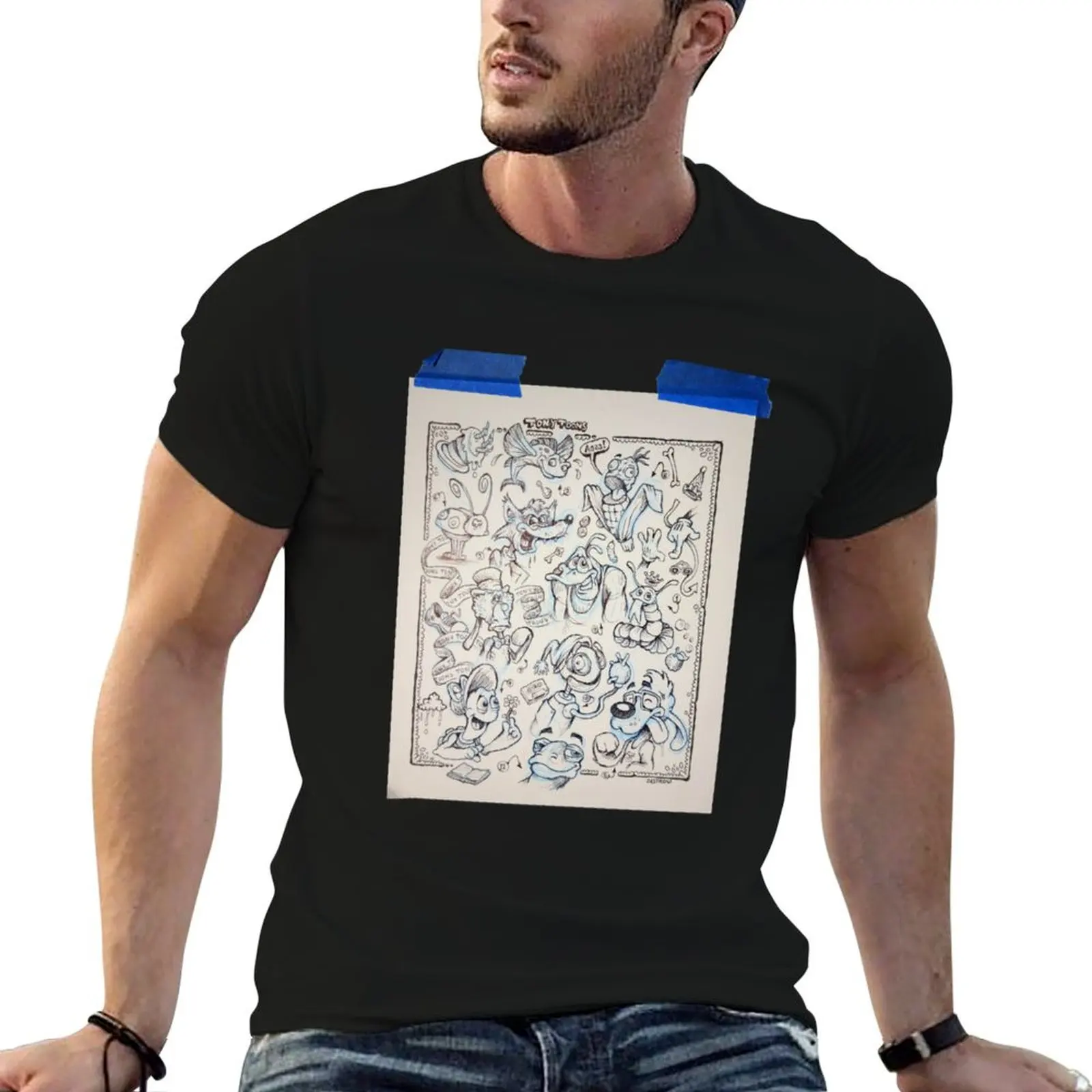 TonyToons Drawing Board Sketch Design T-Shirt customs tops oversized men clothings