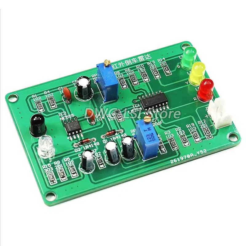 (Scattered parts) Infrared Reversing Radar kit NE555 Simulated Reversing Distance Measurement Electronic DIY Debugging Assembly