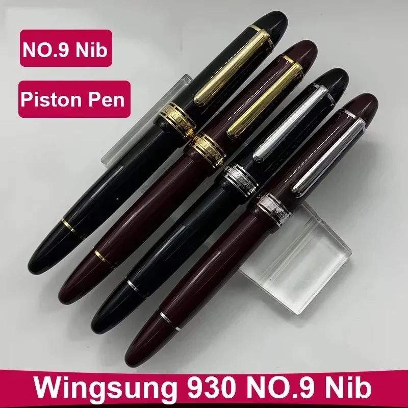 

WingSung гладкая большая перьевая ручка с поршнем из смолы 930, N0,9 Iraurita F/M/B, наконечник с золотым/серебряным зажимом, белый цвет, подарочные ручки для письма