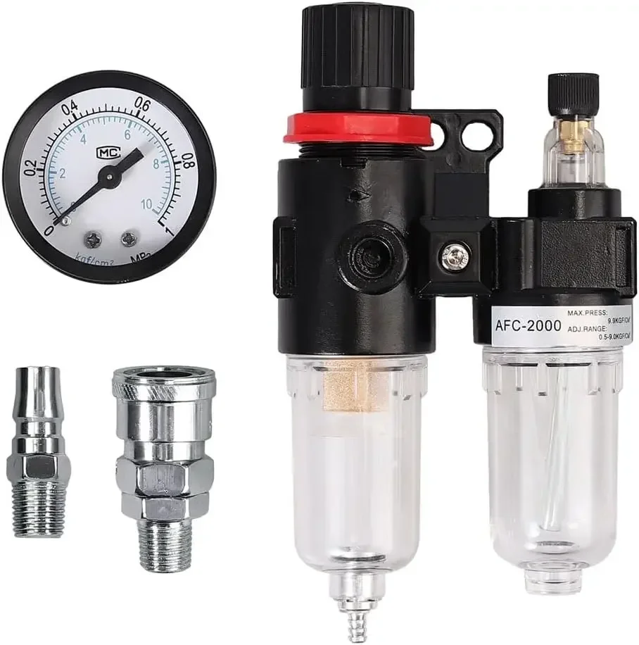 AFR-2000 Pneumatic Filter Air Treatment Unit Pressure Regulator Compressor Reducing Valve Oil Water Separation AFR2000 Gauge