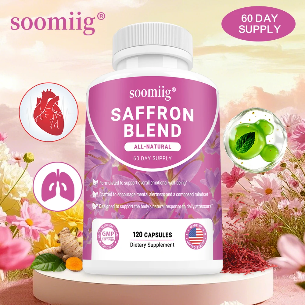 

Saffron Blend Supplement Capsules- Promotes Healthy Sleep, Enhances Energy, Improves Mood, and Improves Absorption Vegan