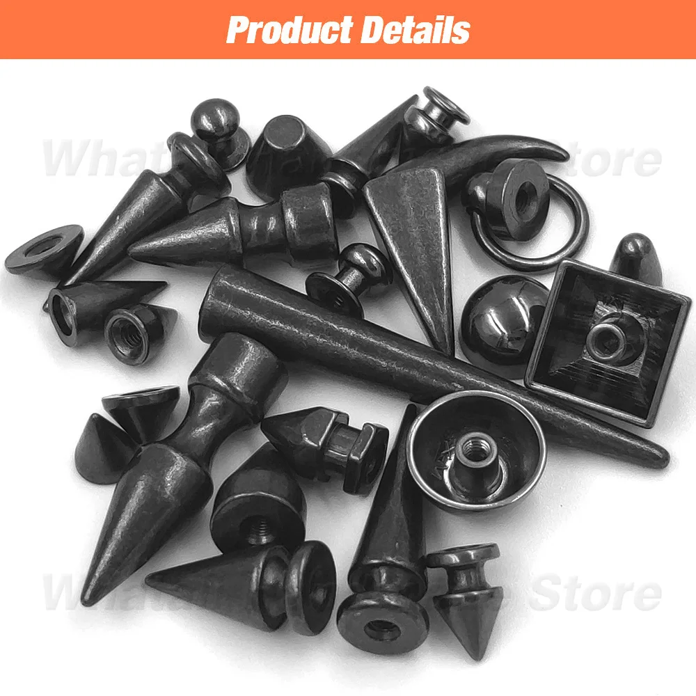 Metal Gunblack Screw Spikes And Studs For Bullet Rivets Leather Craft Clothes Punk Rock Thorns Jacket Accessary With Screws