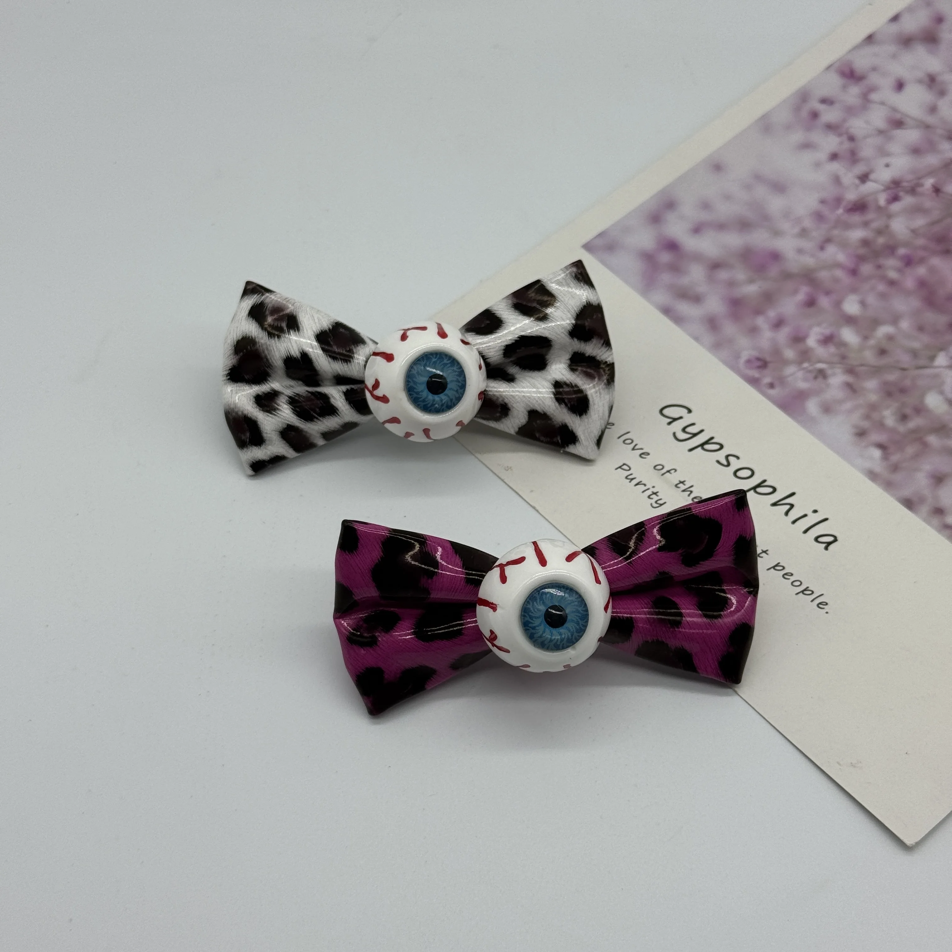 Colorful Leopard Bow Hair Clip, Creative Cosplay Accessory