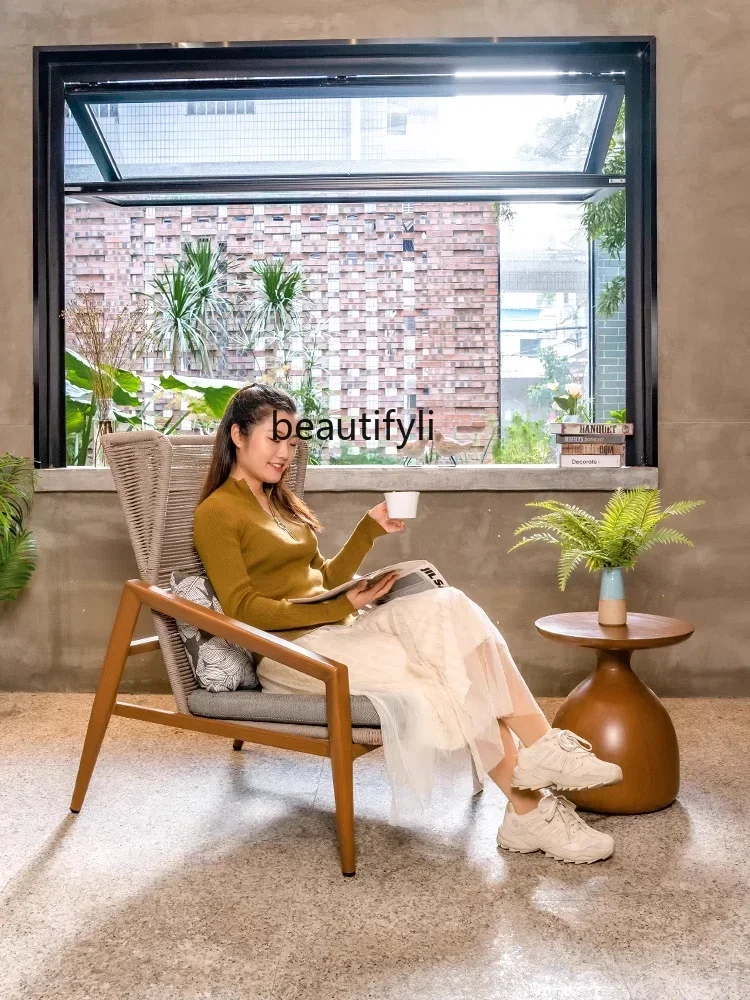 LD25Rattan Chair Balcony Leisure Living Room Rope Weaving Single Chair Single Sofa Chair