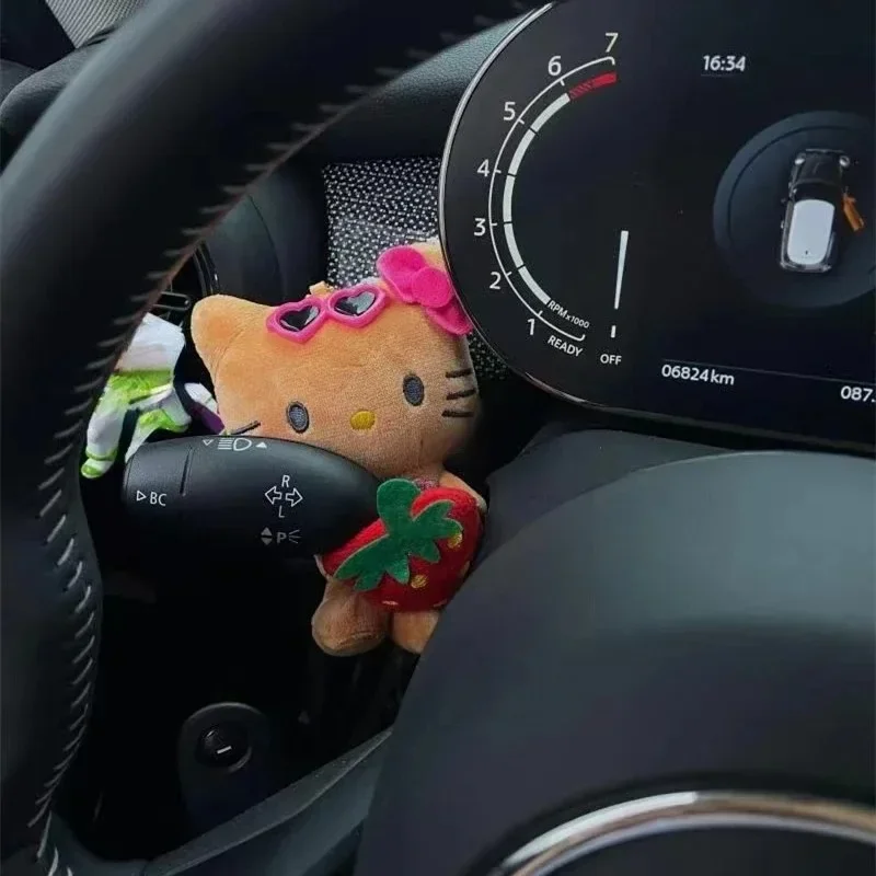 

Sanrio Hello Kitty Steering Lights Decoration Plush Ornaments Anime Car Pendant Interior Jewelry Car Accessories for Women Gift