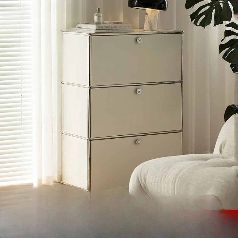 Medieval stainless steel, Bauhaus side, living room against the wall module combination, storage cabinet